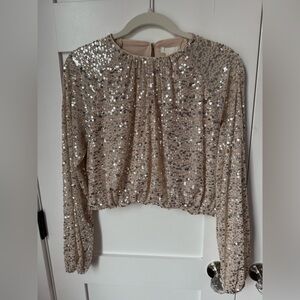 H&M Sparkling Beige Sequin Blouse size S